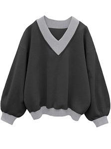 Cozy V Neck Oversized Sweatshirt <b>Women</b> Casual Long Sleeve Soft Cotton Pullover Loose Fit Daily Wear <b>warm</b> <b>top</b> autumn winter - Product Image 6
