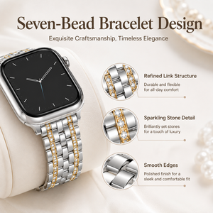 Cinturino per <span class=keywords><strong>Smartwatch</strong></span> in Acciaio Inossidabile con Incastonatura a Mano, <span class=keywords><strong>Bracciale</strong></span> Gioiello Dorato per Donne, Etichetta Privata Personalizzata, Fornitore OEM - Product Image 5