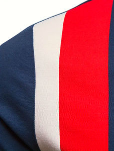 Camiseta Polo de golf de manga corta empalmada a rayas de Oriente Medio para hombre europeo y americano de verano personalizada OEM - Product Image 2