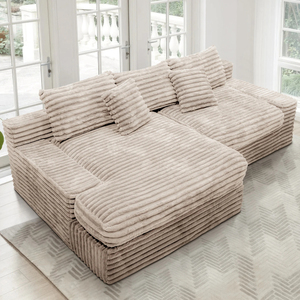 Sofá Cama en Forma de L Convertible Moderno de 76 Pulgadas con Respaldo de Tela y Cojín Tipo Nube para Sala de Estar u Hotel, Empaquetado al Vacío con 80% de Compresión - Product Image 5
