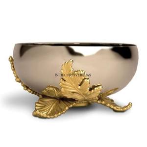 Fournitures pour bols décoratifs de table et de service plaqués or de haute qualité en aluminium coulé le plus chic et unique du fournisseur indien - Product Image 2