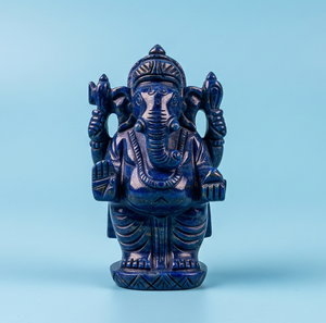 รูปปั้นพระพิฆเนศแกะสลักด้วยมือของขวัญทางธุรกิจพลอย Lapis Lazuli กันน้ำคริสตัลรักษาแกะสลักงานฝีมืออินเดีย - Product Image 6
