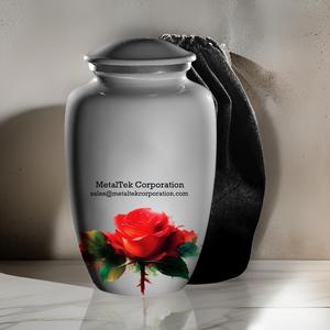 Nouvelle version urne funéraire à imprimé floral pour cendres avec couvercle urnes funéraires adultes en métal en aluminium pour pots de cendres souvenir prix bas - Product Image 6