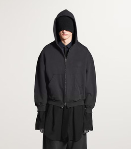 Men's Plain <b>Black</b> <b>Zip</b> <b>Up</b> <b>Hoodie</b> with Front Pockets and Drawstring Hood Casual Oversized Full Zipper Sweatshirt for Autumn - Product Image 6