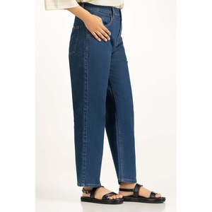 กางเกงยีนส์ทรงตรงเอวสูงสไตล์ลำลองเรียบง่าย ระบายอากาศได้ดี รุ่น WM-JNS-WS25-003 สำหรับฤดูหนาว - Product Image 3