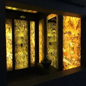 柔性石材贴面半透明石材贴面设计金色供应商室内半透明石材贴面