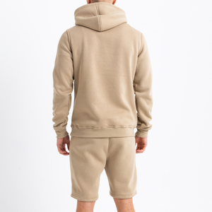 Custom <b>Men's</b> Summer Sports Set 100% Cotton Zip up Hoodie and Shorts Printed Logo Plus Size High Street Style - Product Image 2