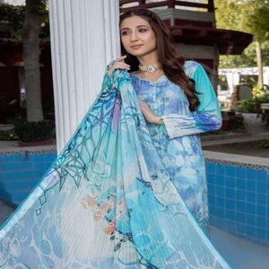 Dr Haris Vol SAMAR Collection Conjunto de 3 piezas de Sari Salwar de viscosa pakistaní para mujer Ropa India festiva para fiestas de bodas - Product Image 2