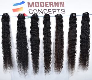 Fabricant Extensions de cheveux naturels indiens vierges à cuticule alignée ondulée ondulée noire à double trame soyeuse - Product Image 1