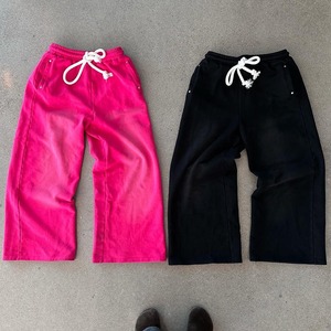 Custom Unisex Loose Blank <b>Wide</b> <b>Leg</b> French Terry <b>Jogger</b> Sweat Pants Distress Wash Oversized Baggy Sweatpants for Men - Product Image 1