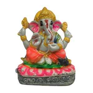 Estatua de Ganesh Ji de Poliresina, Modelo Hecho a Mano, Pintado a Mano, Decoración Religiosa Tradicional, Pooja, Boda, Hogar, Estilo Indio Inteligente - Product Image 1