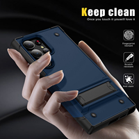 Coque de téléphone robuste et légère avec protection contre les chutes, 2 en 1 TPU+PC, pare-chocs antichoc, support invisible, coque arrière pour S24 Ultra S23 FE
