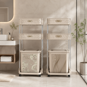 Naiba 2-Shelf Laundry <b>Basket</b> Blooming, featuring durable construction, dual compartments for sorting, perfect for any room. - Product Image 2