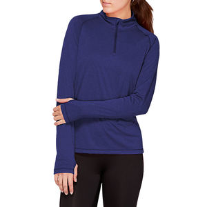 Bajo MOQ ligero cómodo tela mujeres 1/4 Meath precio barato superior al por mayor fabricante secado rápido media cremallera camisas - Product Image 1