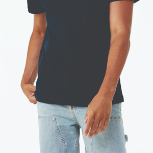 T-shirt unisexe à manches courtes bleu marine-52% Airlume coton peigné, 48% polyester, 4.2 oz, CVC mélange bon marché OEM personnalisé mode - Product Image 6