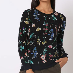 Sudadera de pieza negra de alta calidad para sudadera con logotipo de invierno, suéter de cuello redondo de lana de algodón para mujer - Product Image 1