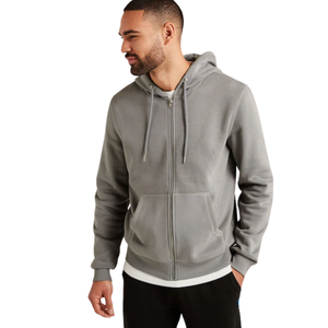 Sweat-shirt à capuche zippé gris pour homme de haute qualité, en molleton de coton, fermeture éclair intégrale, décontracté, vêtements d'hiver, streetwear, vente en gros, usine - Product Image 2