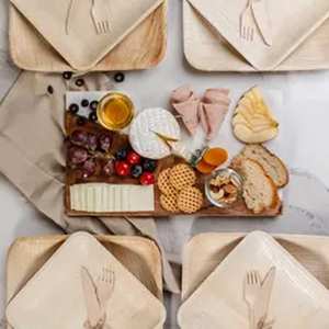 Platos cuadrados profundos de hoja de palma Areca Natural, platos compostables para fiestas y catering al precio más bajo - Product Image 3