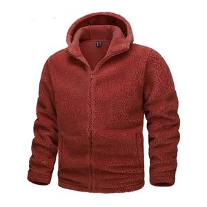 Chaqueta de hombre con logotipo bordado personalizado, chaquetas Sherpa térmicas transpirables de lana Sherpa mullidas de color marrón de gran tamaño para invierno - Product Image 5