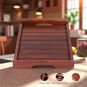 Plateau de service en bois pour organiser les cadeaux, couleur noyer, pour table à manger, plateau pour le petit-déjeuner, plateau de service pour le café, plateau de service pour les desserts, disponible - Product Image 2