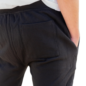 Pantaloncini da Uomo in French Terry Nero, 100% Cotone Organico di Lusso Pre-Ristretto Certificato GOTS, Comodi Pantaloncini Sportivi dal Taglio Classico - Product Image 5