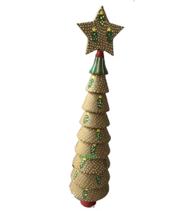 Handcrafted Kashmir Christmas <b>Tree</b> <b>Stand</b> Accessories In Vibrant Paper Mache Style With Timeless Appeal - Product Image 1
