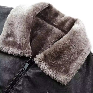 แจ็คเก็ตบอมเบอร์แบบสั่งทำขายดี คุณภาพสูง ตัวเสื้อทำจากขนสัตว์ แขนเสื้อทำจากหนังแท้ แจ็คเก็ตบอมเบอร์หนังสำหรับฤดูหนาว - Product Image 5
