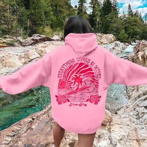 Sudadera con capucha de gran tamaño estampada a la moda para mujer Jersey de manga larga de mezcla de algodón cómodo con estampado Gráfico Artístico - Product Image 3