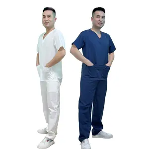 Nurse uniform fashion scrub sets anti-wrinkle soft fabric spandex cotton unisex uniform hospital OEM ODM Sao mai uniform factory