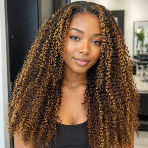Extensiones de Cabello Humano Rizado P4 27 con Mechas, Textura Afro Kinky 4A 4B, Mezcla de Colores Marrón y Rubio, Trama de Cabello - Product Image 5