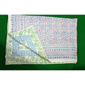 Handmade Traditional Cotton Quilt Floral Reversible <b>Kantha</b> Pattern Soft Bedspread <b>Throw</b> Handblock Print Jaipur Razai for Home - Product Image 2