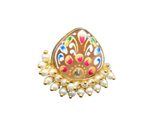 Joyería de moda bellamente diseñada, pendiente de tuerca pintado a mano con piedra chapada en oro para niñas y mujeres a un precio razonable - Product Image 3