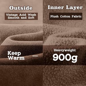 Sweat à capuche pour homme unisexe Vintage Heavyweight Baggy Sweatshirt Wash Fleece Cotton Mens Oversized Hoodie - Product Image 5