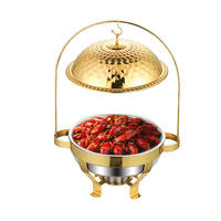 Ensemble de réchauds de luxe dorés ronds pour buffet de restaurant, idéal pour l'isolation et le maintien au chaud des aliments