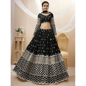Fournisseur en gros d'exportation de vêtements de mariage de créateurs, vêtements indiens en georgette avec broderie de sequins et de zari, lehenga choli - Product Image 1