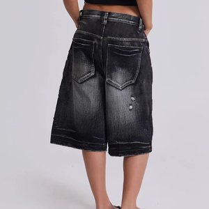 Pantalones Cortos Vaqueros Casuales Holgados y Transpirables para Hombre, Estilo Veraniego, hasta la Rodilla, Desgastados, Lavado Claro con Bordado para Ropa Urbana - Product Image 3