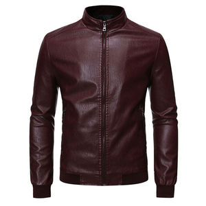 Chaquetas de Cuero Vacuno para Hombre Estilo Urbano, Ropa de Invierno, Ropa Deportiva Personalizada, Cierre de Cremallera, Cuello Alto, Color Sólido - Product Image 5