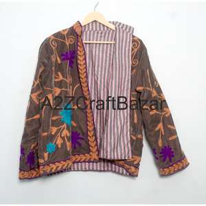 Veste d'hiver en velours brodé élégante et vintage pour femmes avec motif floral, doublure respirante 100% coton pur - Product Image 6