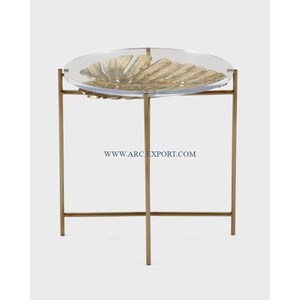 Table basse ronde en aluminium de couleur marron antique meilleure vente Table d'appoint de canapé de mariage moderne plus grande qualité de fourniture de Table en métal - Product Image 5