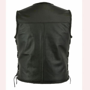 Gilet en cuir de motard avec broderie personnalisée gilets en cuir de motard gilet de motard personnalisé en cuir pour hommes vente à chaud - Product Image 4