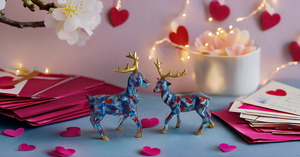 Handmade Resin Deer Wildlife Animal Statue Pair Energetic Longevity Decor for Home/Office Gift Showpiece - Product Image 6