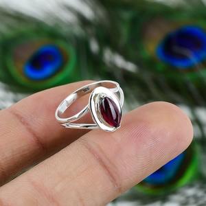 Anillo clásico hecho a mano granate cabujón piedra preciosa 925 anillo de plata esterlina anillo de granate de moda con 925 joyería fina de plata estampada - Product Image 4