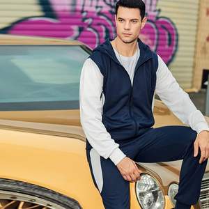 100% coton SWEATSUIT léger à capuche ensemble cordon de serrage fermeture hiver écologique délavé imprimé strass embelli - Product Image 4