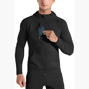 Chaqueta Cortavientos Informal para Hombre, Ligera, para Correr, con Bolsillos Laterales, Reversible, Transpirable, con Capucha, Sudadera Deportiva para Gimnasio - Product Image 1