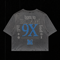 Impression OEM sur T-shirt délavé à l'acide, coupe ample, style vintage, orné de strass, uni, DTG, qualité 300 GSM