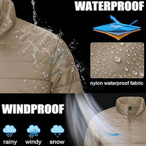 Chaqueta acolchada ligera y cálida para hombre, cazadora de nailon transpirable, repelente al agua, diseño a prueba de viento con puños elásticos - Product Image 4