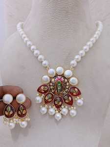 Meenakari artisanat Premium Antique poids léger collier Unique perle ornementation personnalisable en vrac ensembles de bijoux de mode - Product Image 2