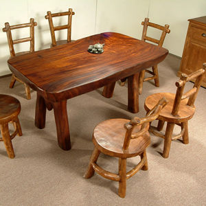 Juego de mesa de comedor de madera de nogal de 150cm de diseño Wabi-Sabi chino moderno, muebles naturales con estilo de espíritu libre para comedor - Product Image 1