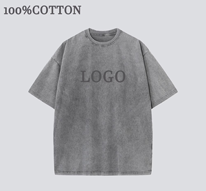 Faites vos propres t-shirts lavés à la pierre personnalisés en gros 230gsm Vintage Mineral Wash t-shirts avec logo personnaliser brodé - Product Image 2