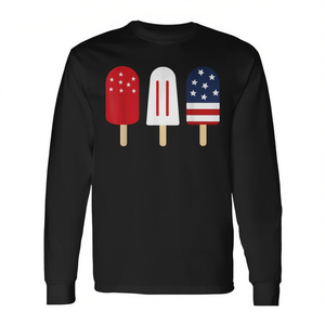 Camiseta de Manga Larga con Diseño de Paleta de Hielo Roja y Azul para el 4 de Julio de EE. UU., Camiseta Promocional del 4 de Julio - Product Image 2